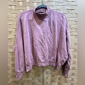 Revolve NSF Mauve Textured Sweatshirt Waist Length Size M Well Worn